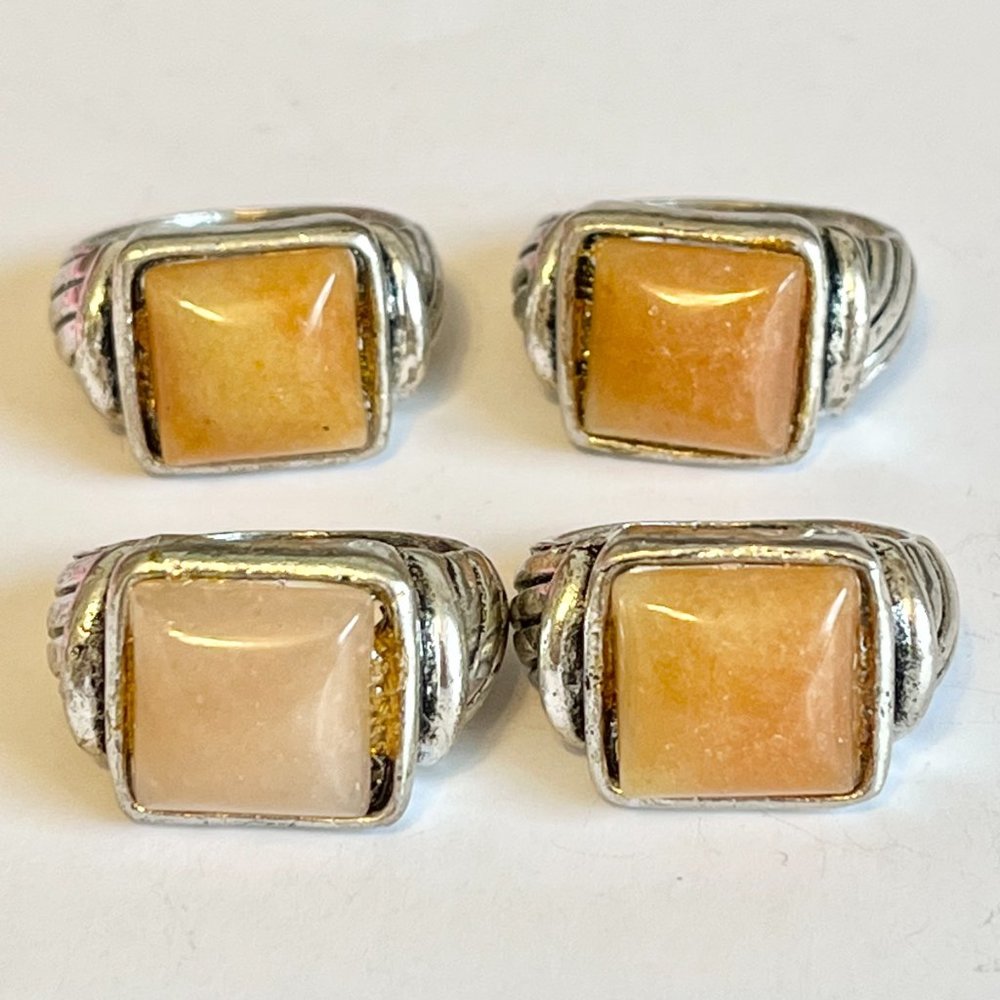 Vintage Silver Beige Natural Stone Cable Ring Size 10 Mens Womens Plated - Picture 10 of 10